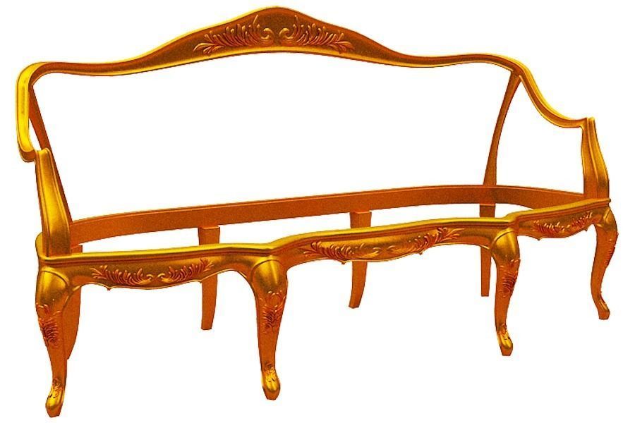Classical sofa frame Low-poly 3D model_1