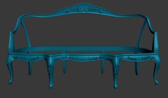 Classical sofa frame Low-poly 3D model_5