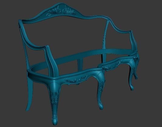 Classical sofa frame Low-poly 3D model_7