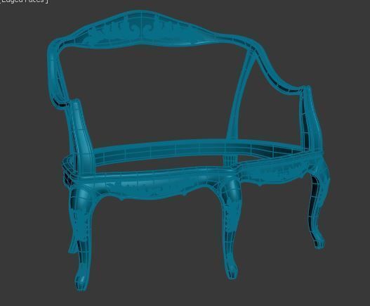 Classical sofa frame Low-poly 3D model_6