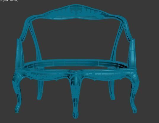 Classical sofa frame Low-poly 3D model_5