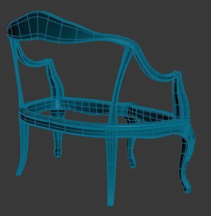 Classical sofa frame Low-poly 3D model_9
