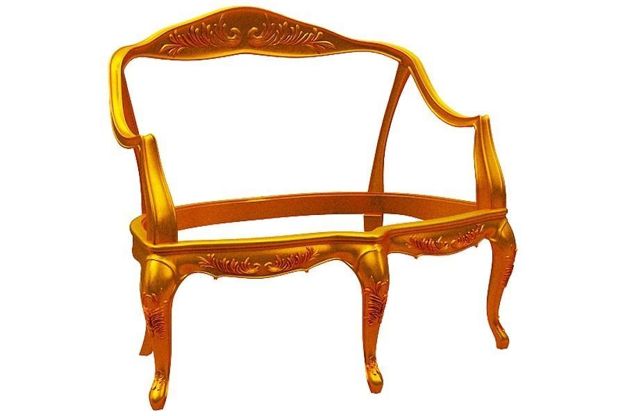 Classical sofa frame Low-poly 3D model_1