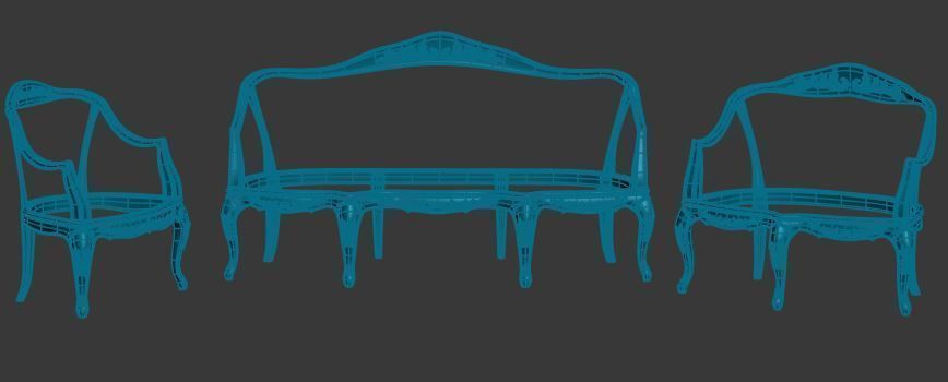 sofa frame Low-poly 3D model_5