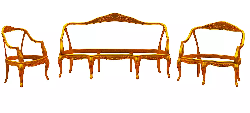 sofa frame Low-poly 3D model_0