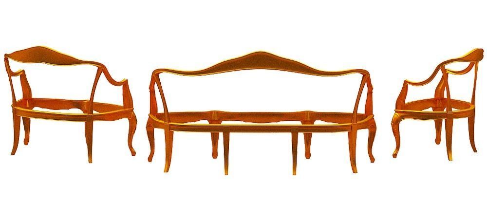 sofa frame Low-poly 3D model_4