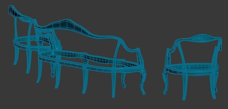 sofa frame Low-poly 3D model_8