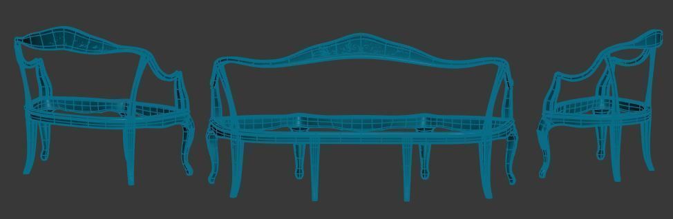 sofa frame Low-poly 3D model_9