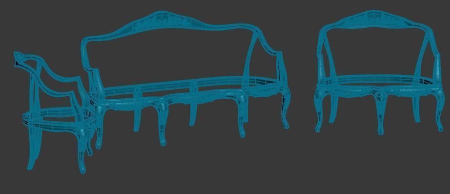 sofa frame Low-poly 3D model_6