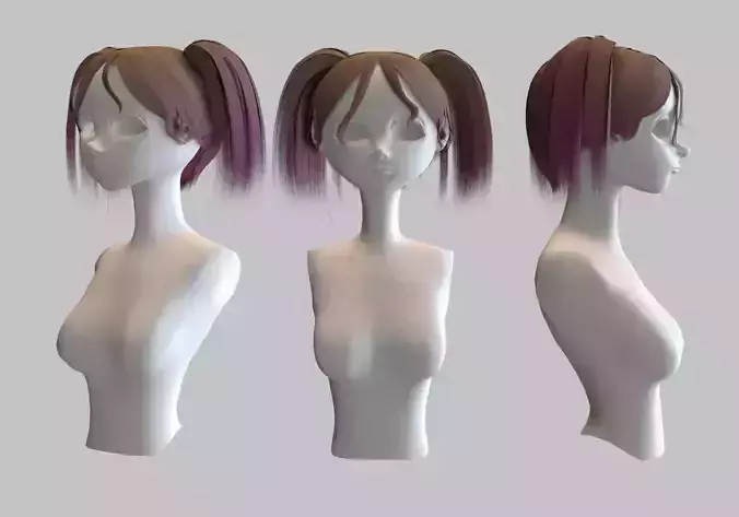 pink dyed hair with ponytails