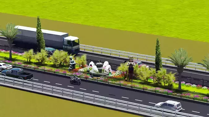 Highway Green Low-poly 3D model