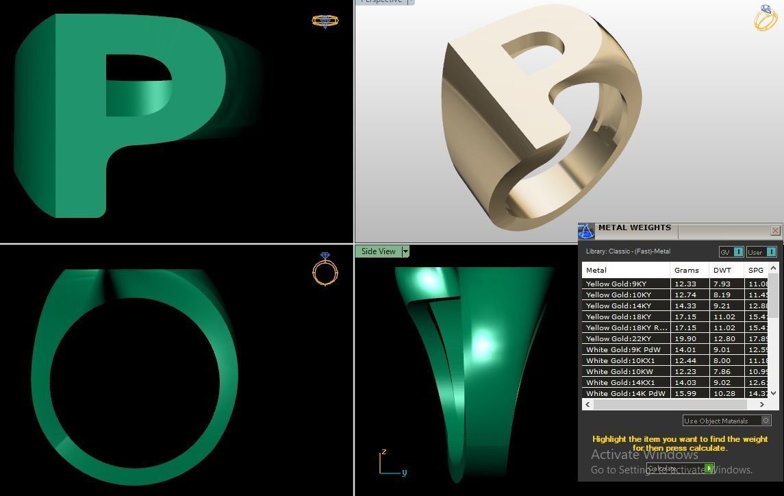 Letter rings  3D print model_9