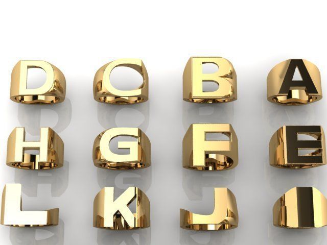 Letter rings  3D print model_12