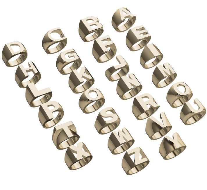 Letter rings  3D print model_1