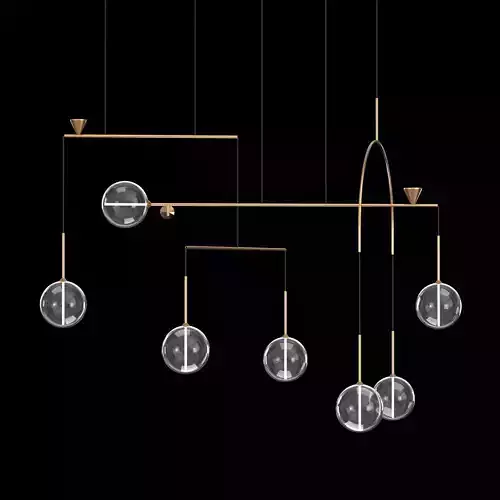 DEWDROPS chandelier with four glass balls hanging from it