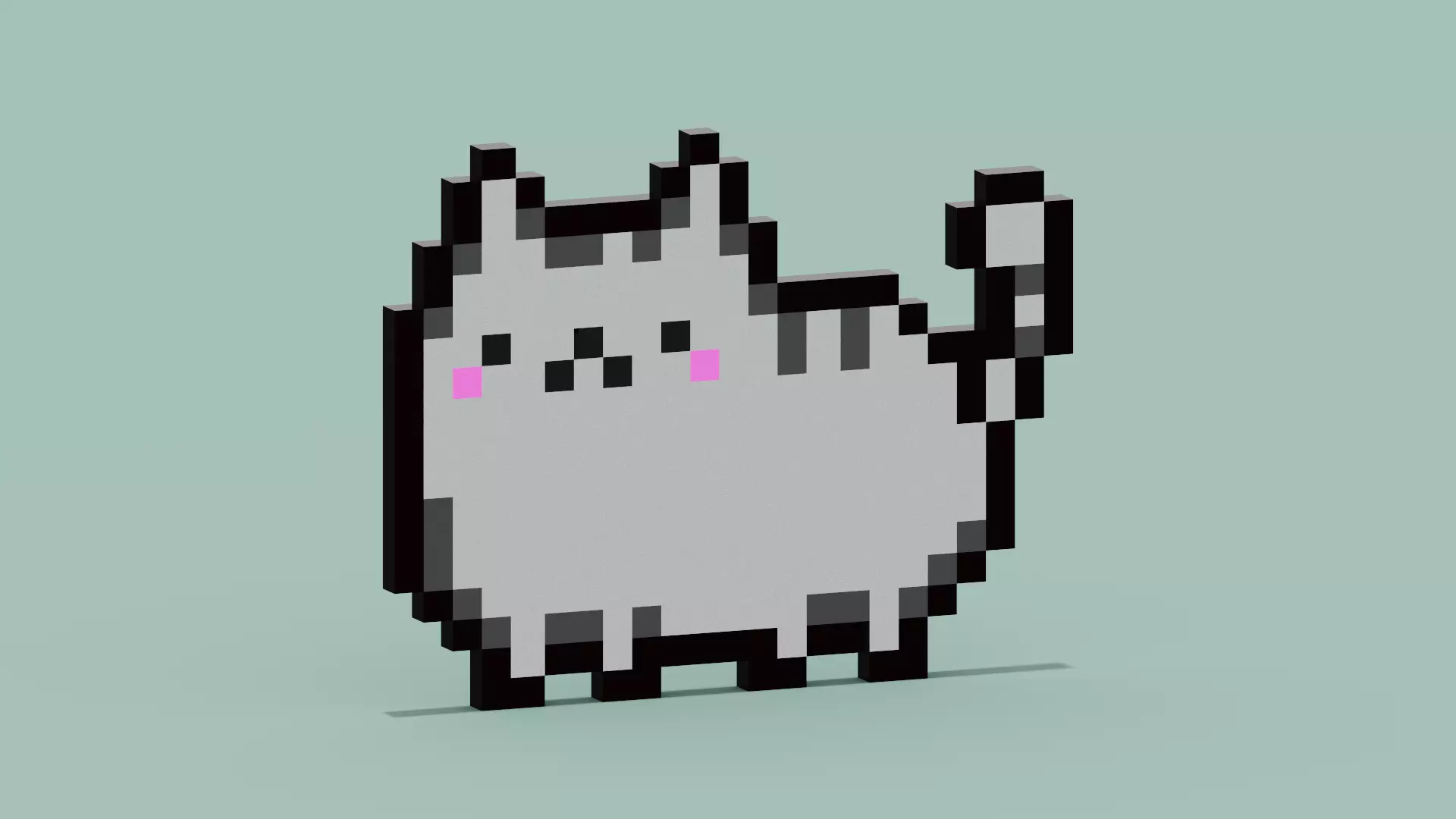 Pixel Cat Symbol Low-poly 3D model_0