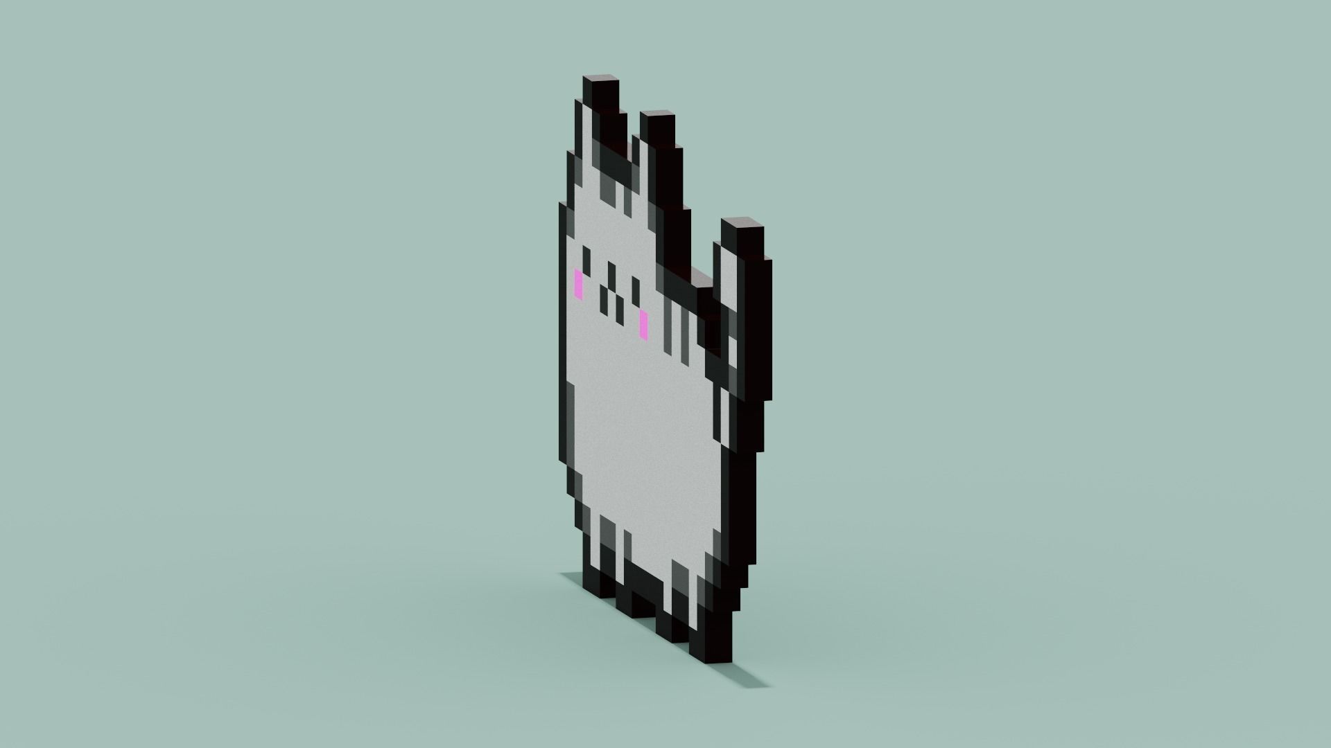 Pixel Cat Symbol Low-poly 3D model_4