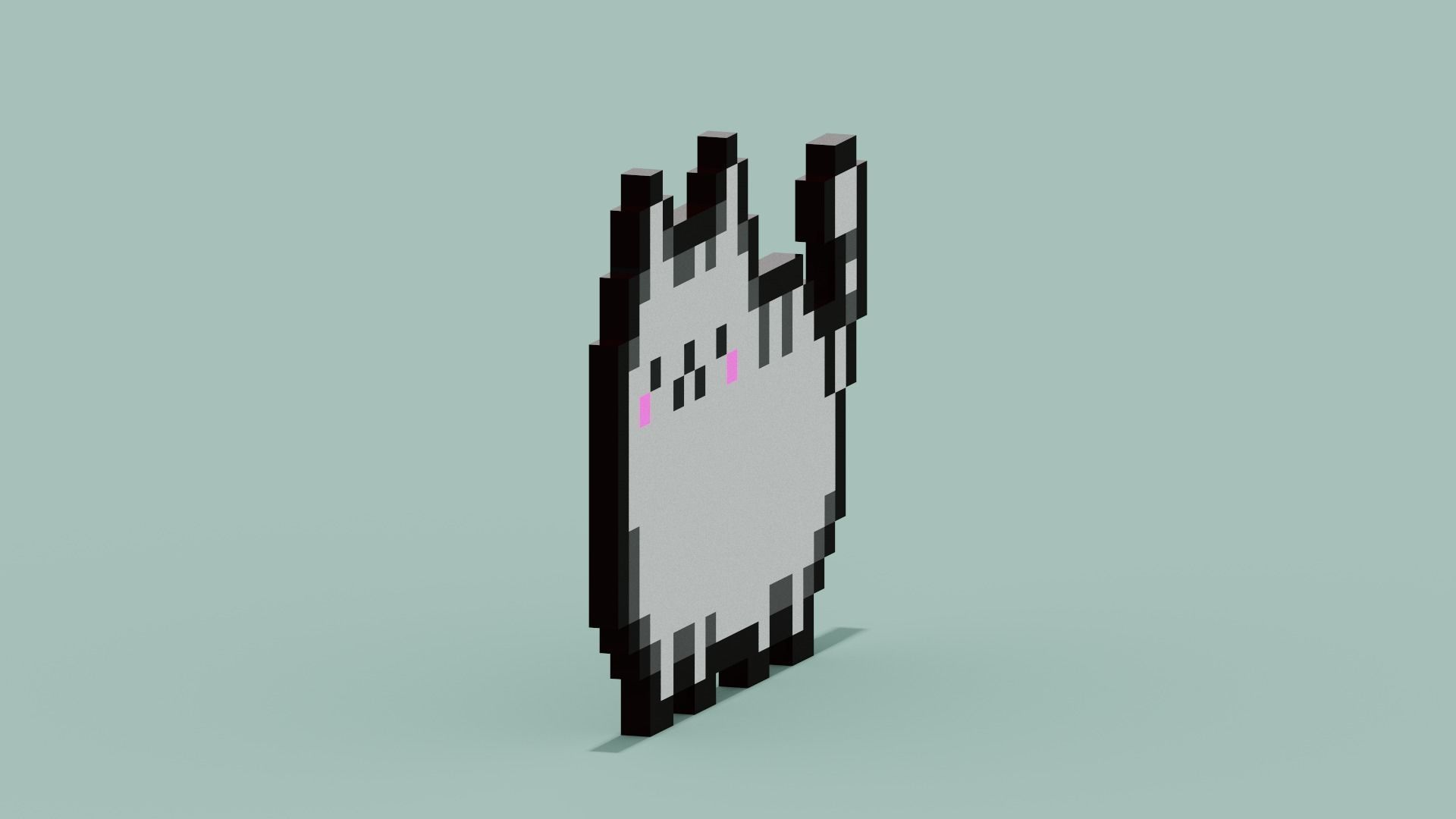 Pixel Cat Symbol Low-poly 3D model_15