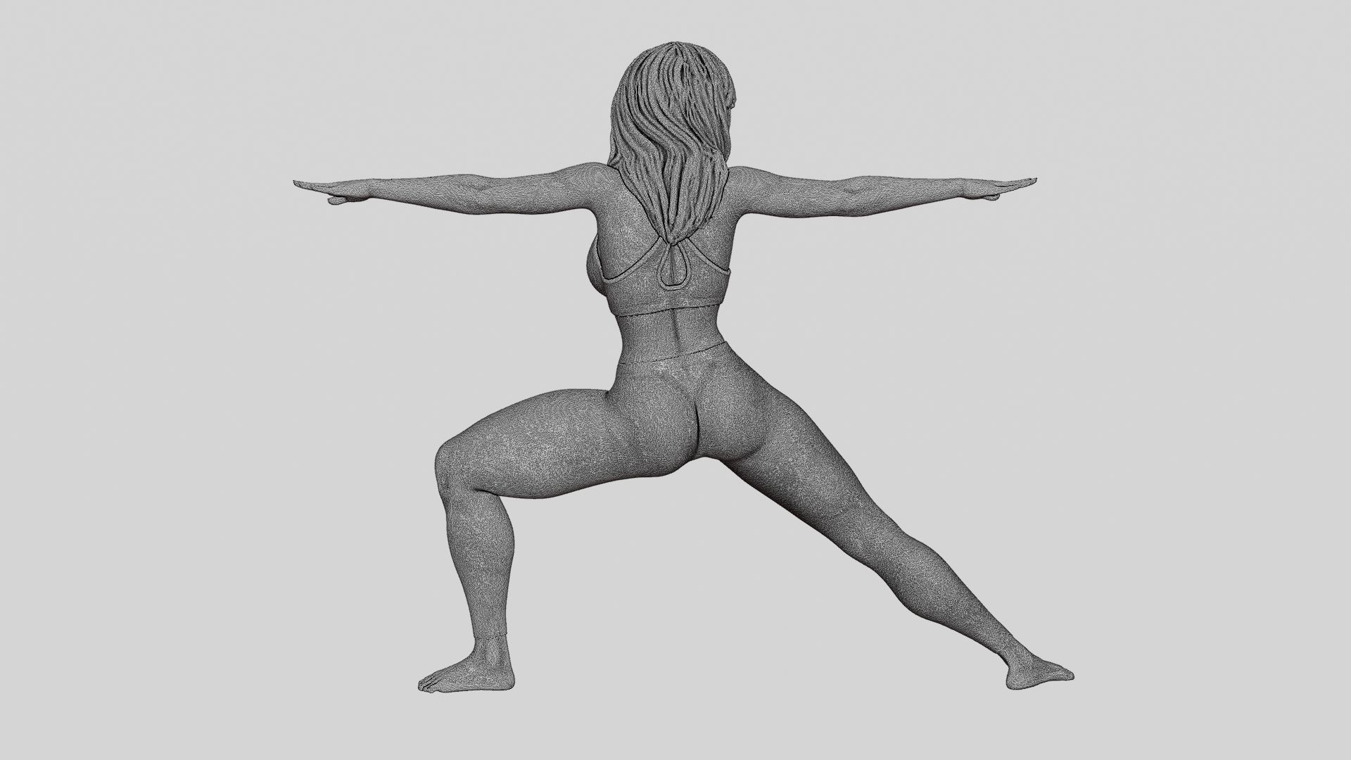 Young Woman Practicing Yoga Lesson Doing Warrior Two 3D print model_13