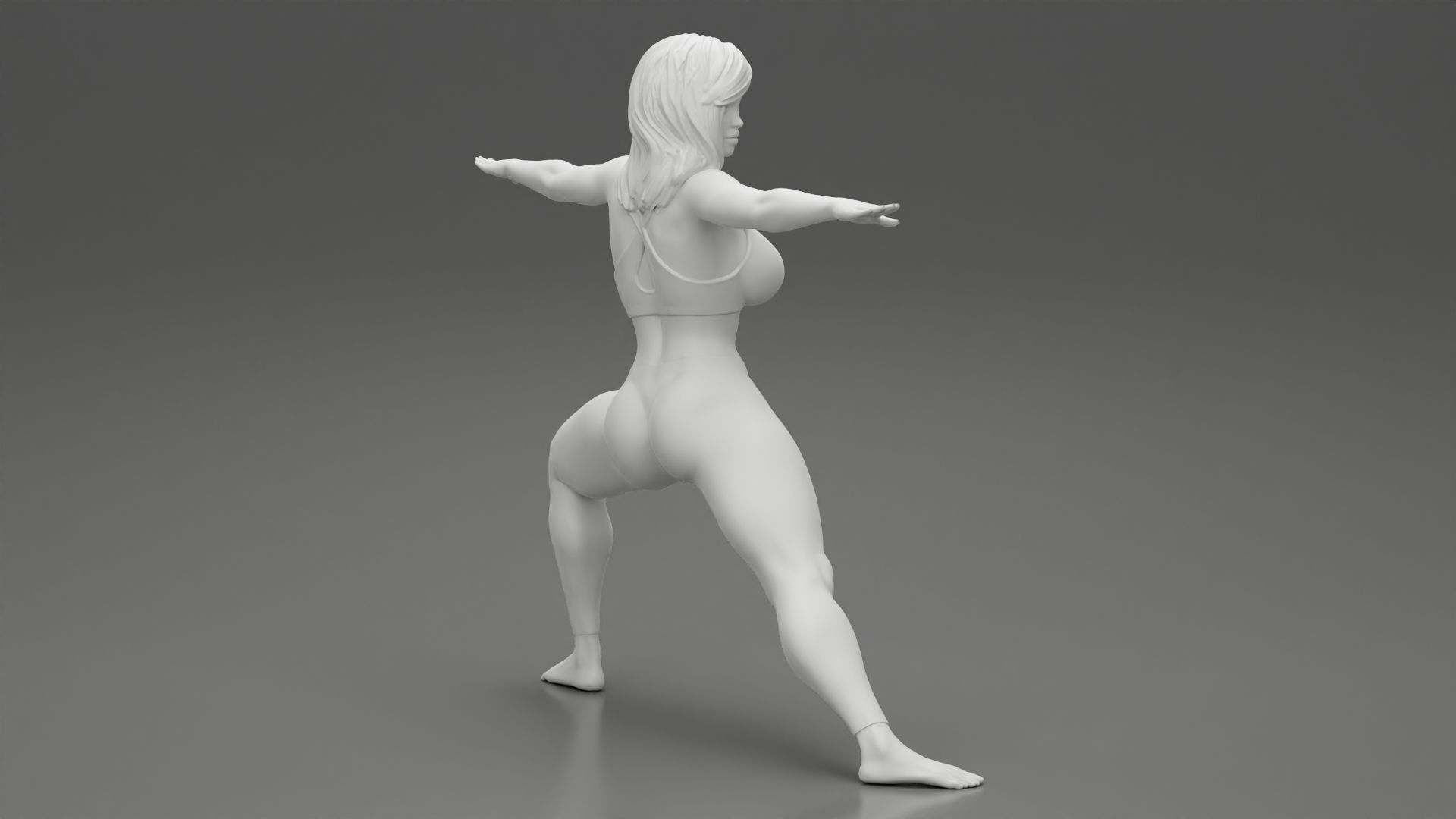 Young Woman Practicing Yoga Lesson Doing Warrior Two 3D print model_8