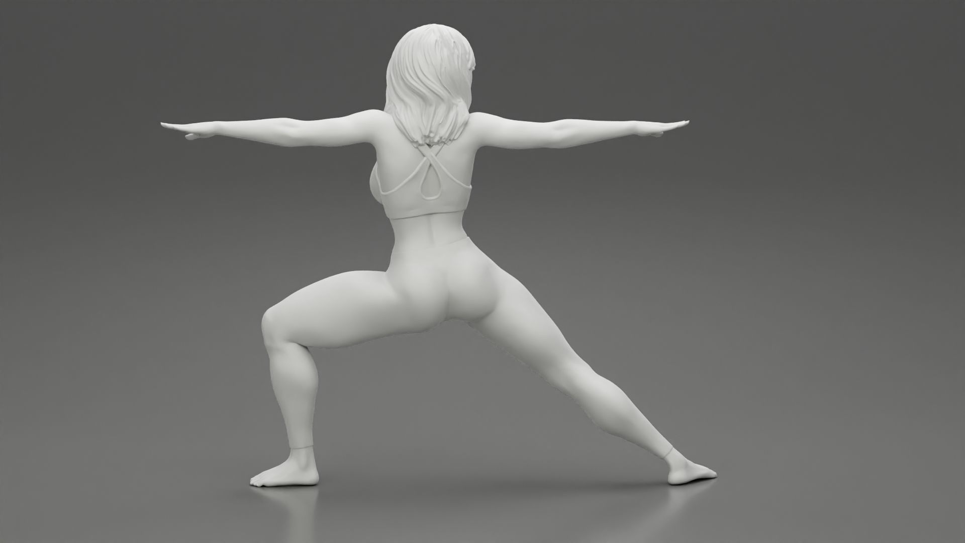 Young Woman Practicing Yoga Lesson Doing Warrior Two 3D print model_9