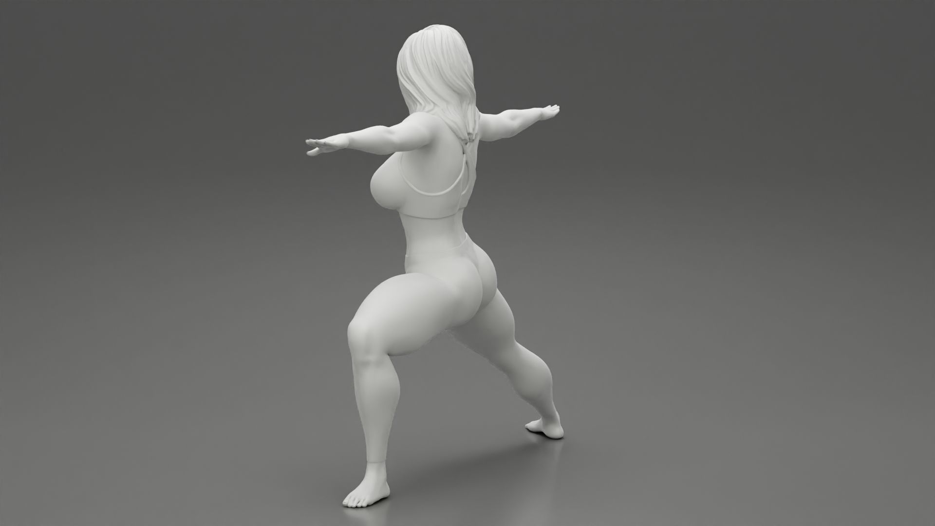 Young Woman Practicing Yoga Lesson Doing Warrior Two 3D print model_10