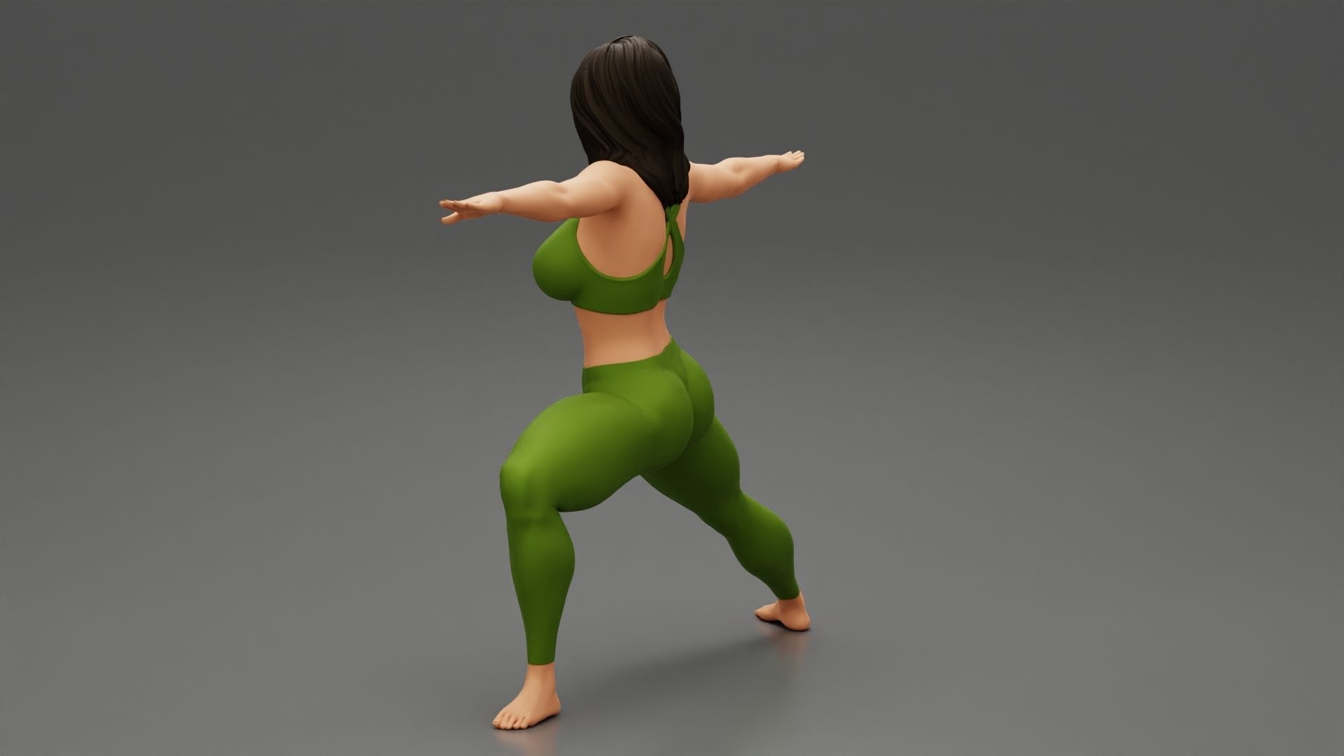 Young Woman Practicing Yoga Lesson Doing Warrior Two 3D print model_4