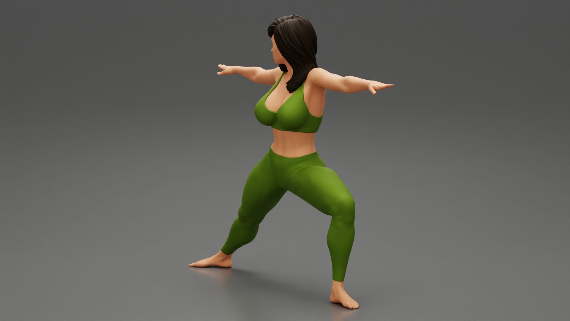 Young Woman Practicing Yoga Lesson Doing Warrior Two 3D print model_5
