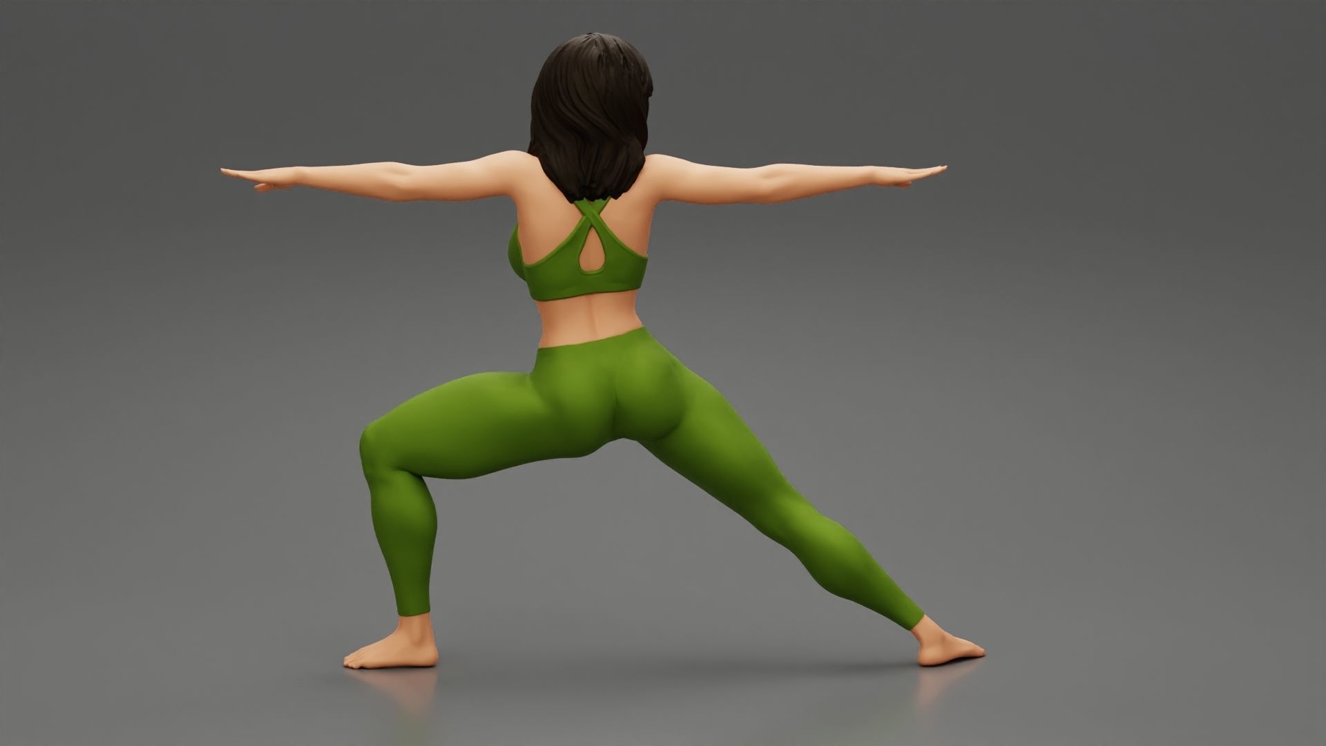 Young Woman Practicing Yoga Lesson Doing Warrior Two 3D print model_3