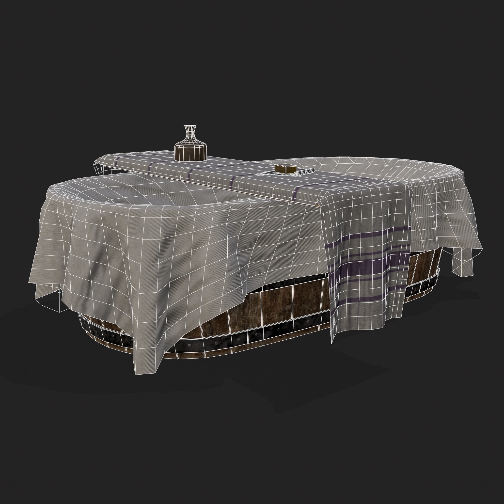 Medieval Bath Tub Low-poly 3D model_4