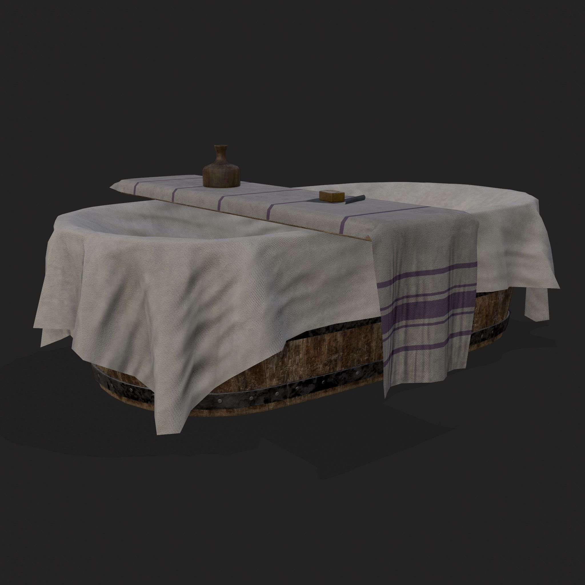 Medieval Bath Tub Low-poly 3D model_3