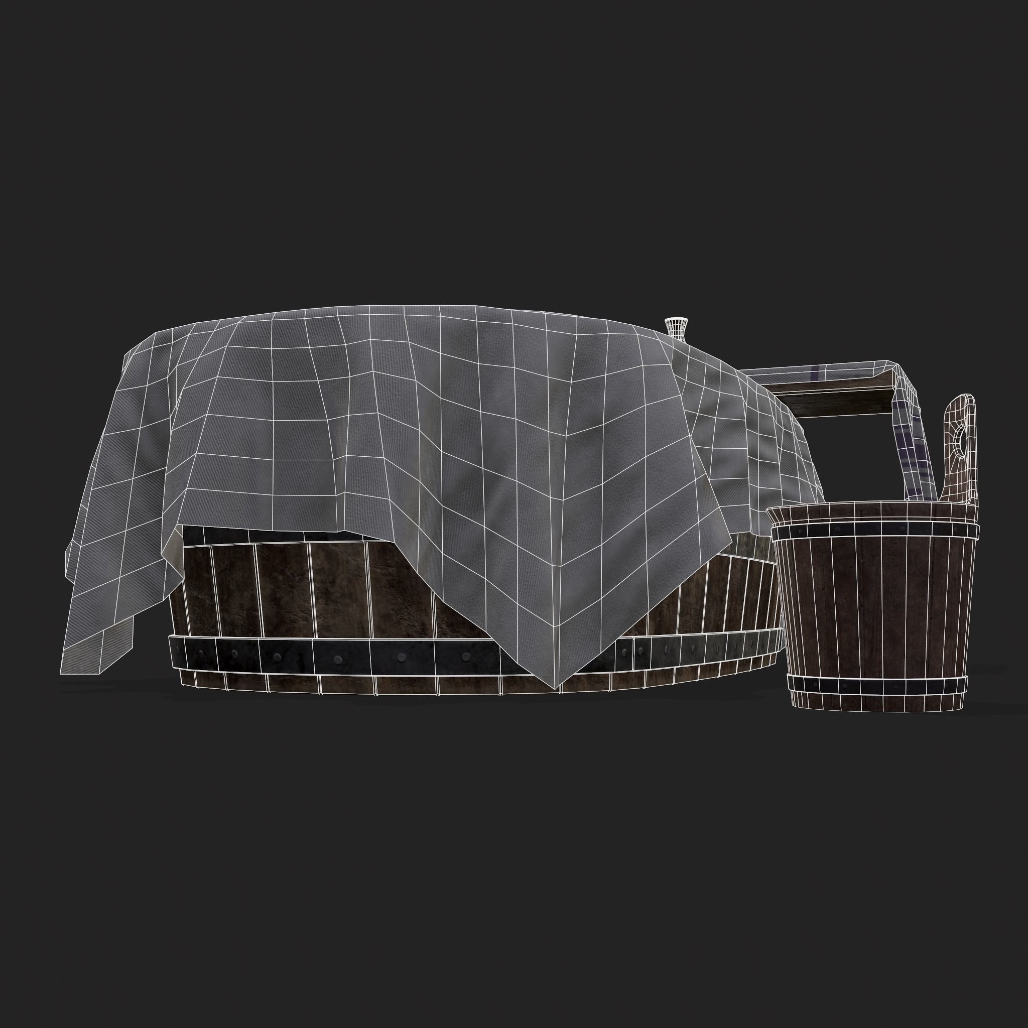 Medieval Bath Tub Low-poly 3D model_26
