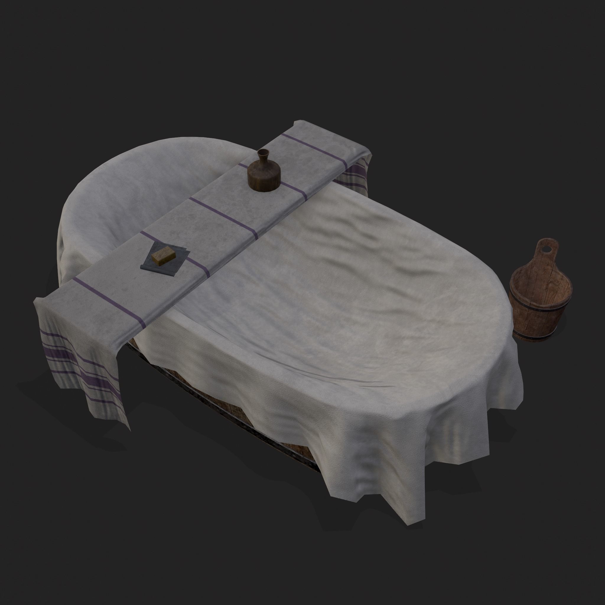 Medieval Bath Tub Low-poly 3D model_27