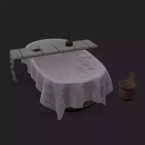 Medieval Bath Tub Low-poly 3D model
