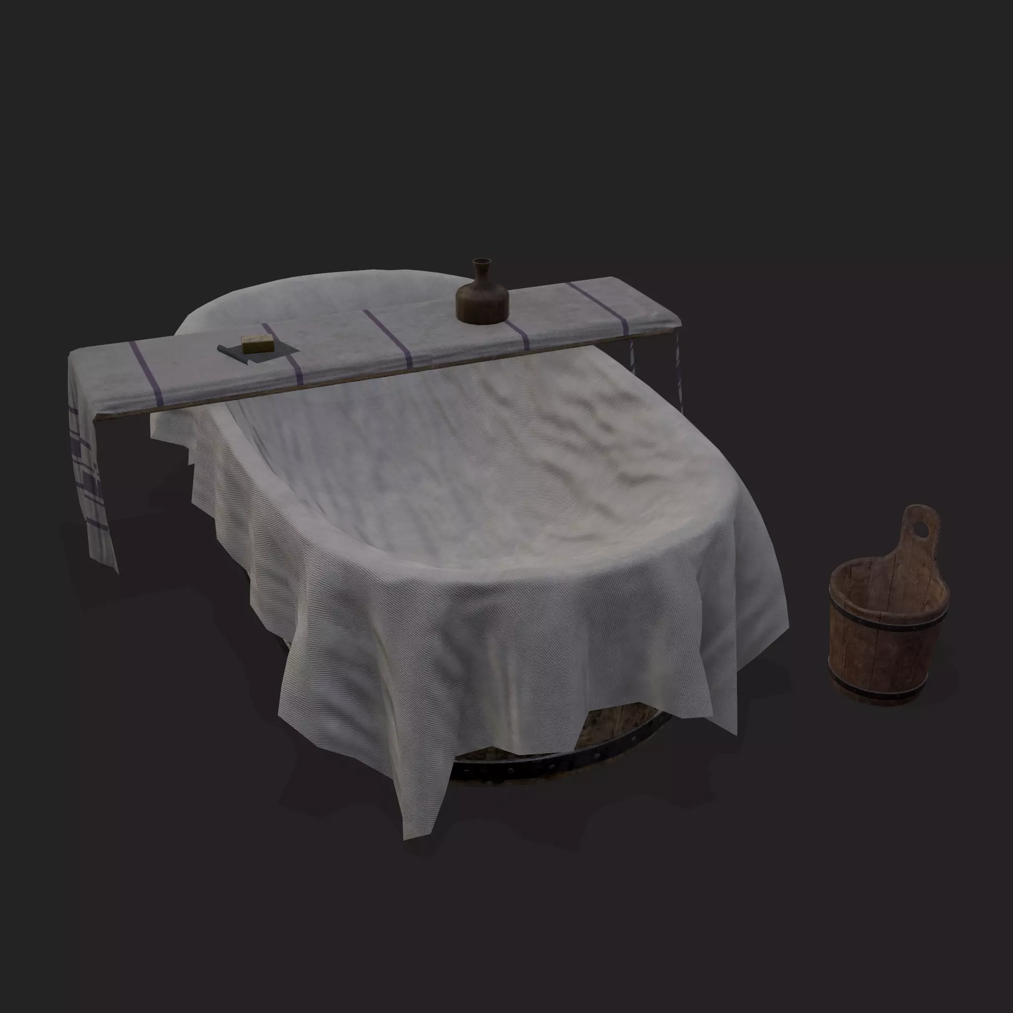 Medieval Bath Tub Low-poly 3D model_0