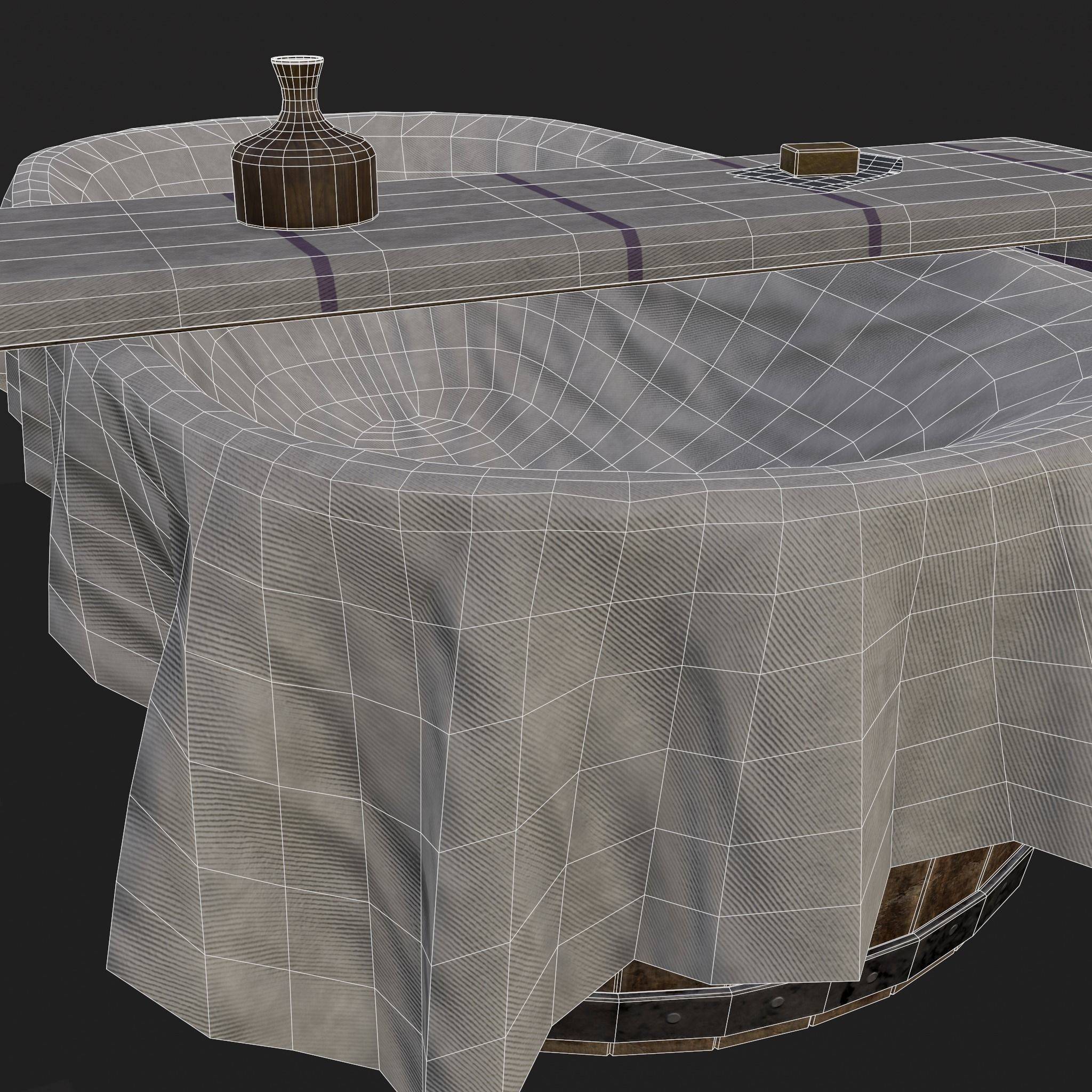 Medieval Bath Tub Low-poly 3D model_16