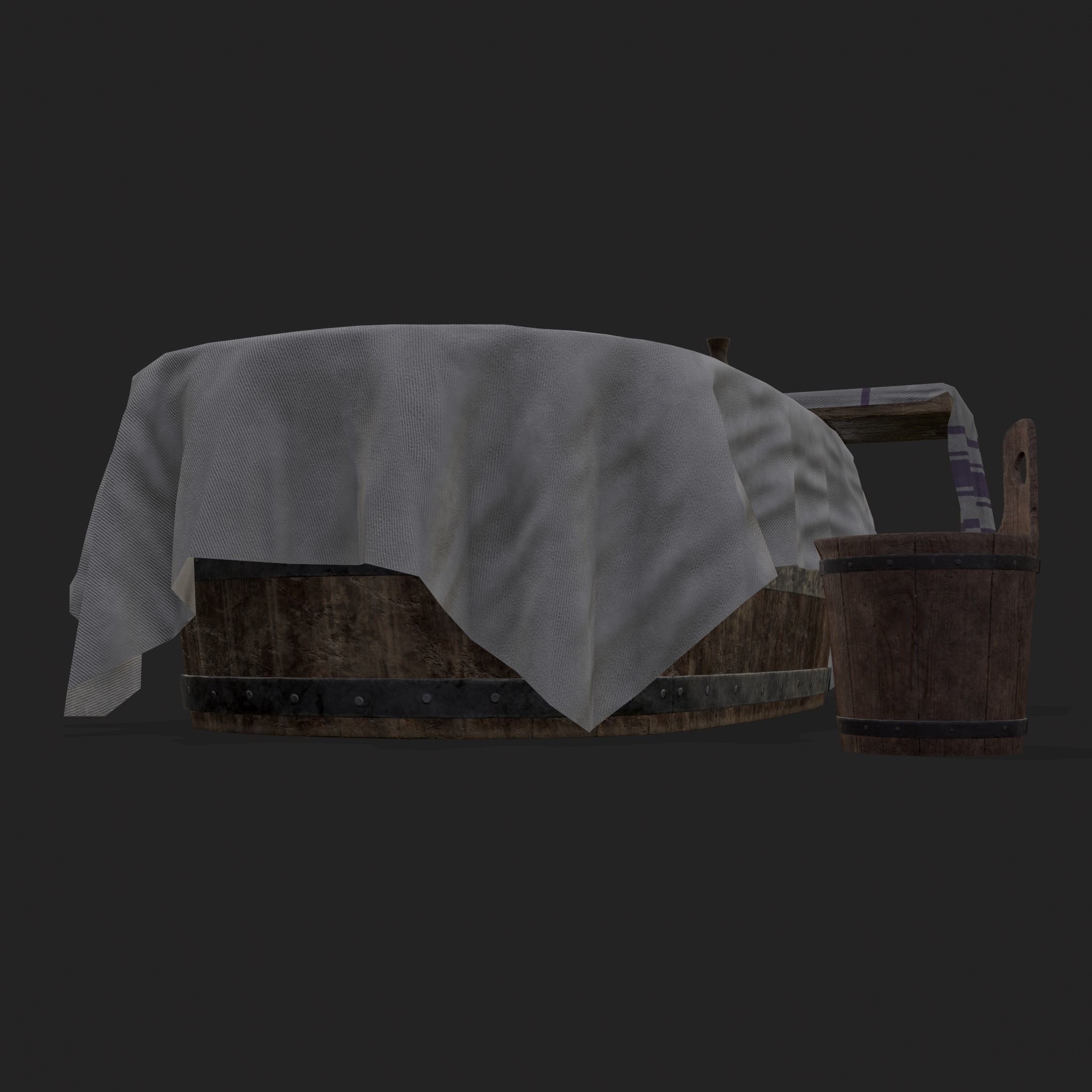 Medieval Bath Tub Low-poly 3D model_25