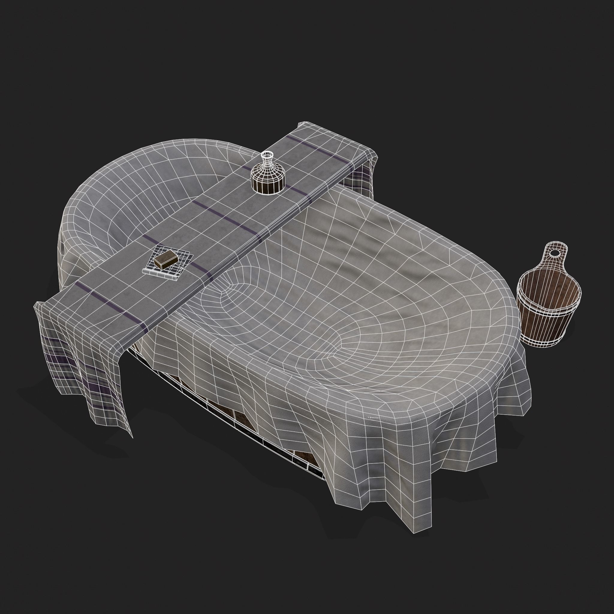 Medieval Bath Tub Low-poly 3D model_28