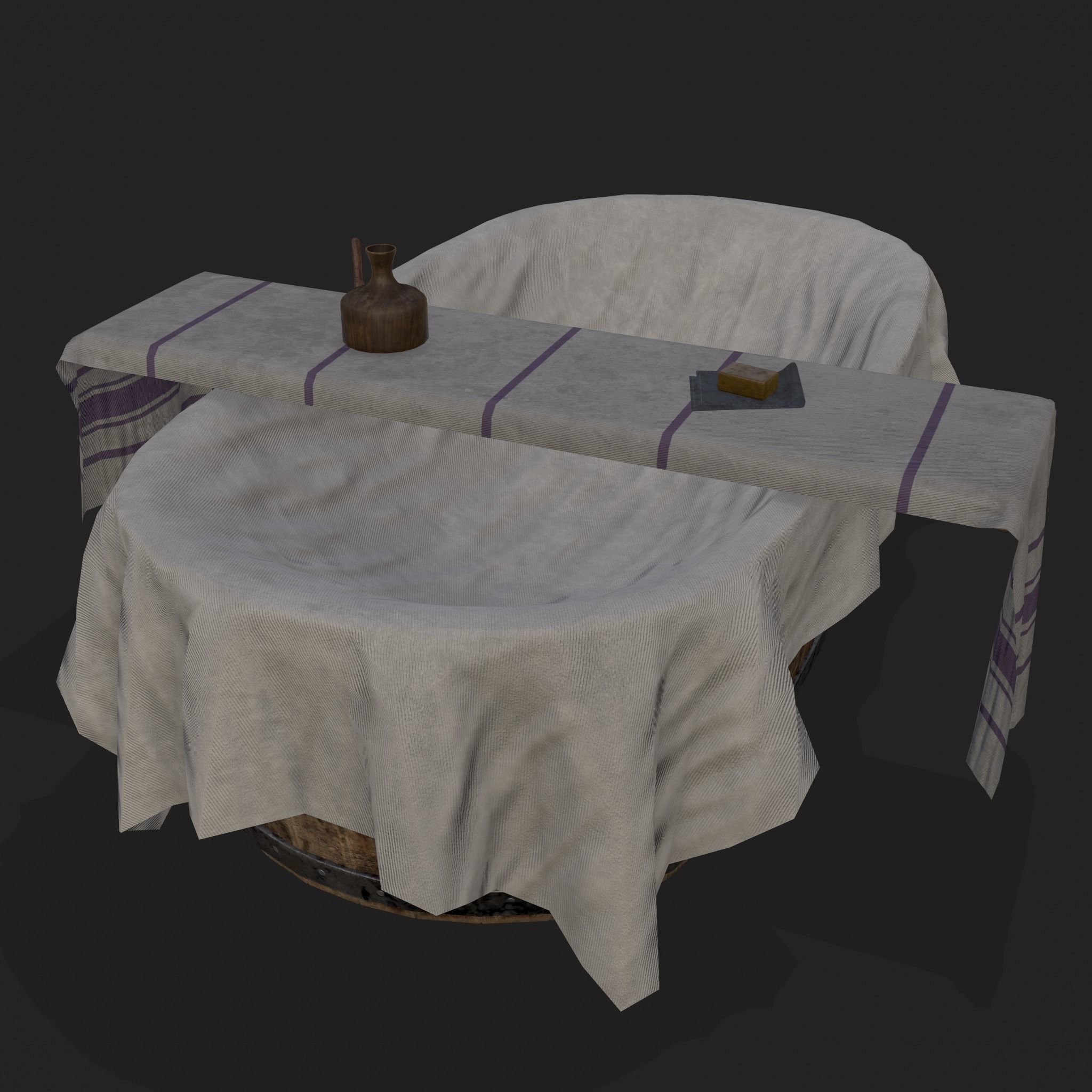 Medieval Bath Tub Low-poly 3D model_17