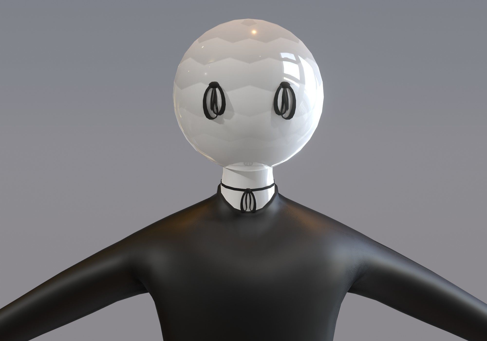long scary man in black and white Low-poly 3D model_4