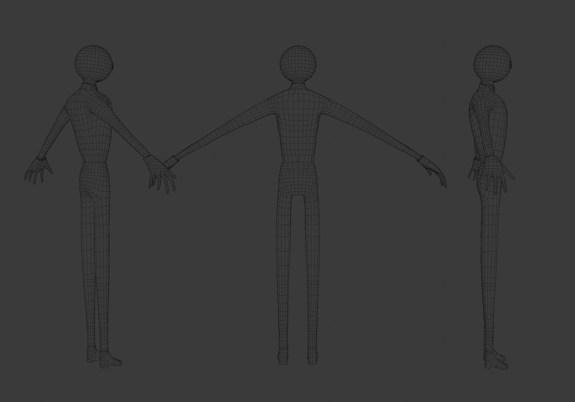 long scary man in black and white Low-poly 3D model_11