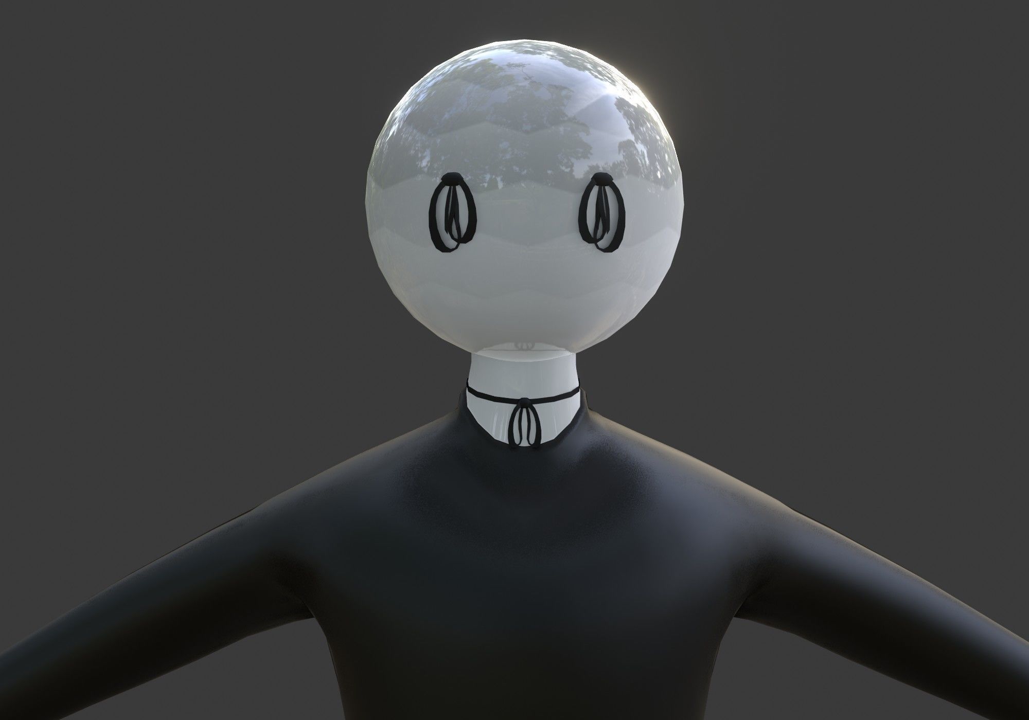 long scary man in black and white Low-poly 3D model_7