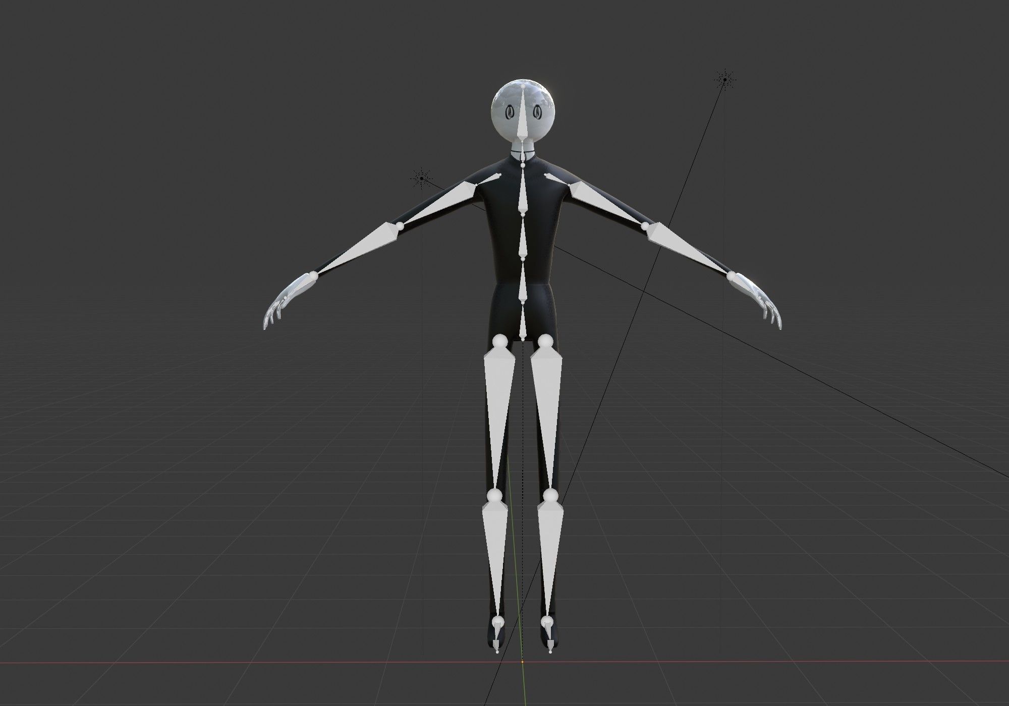 long scary man in black and white Low-poly 3D model_15