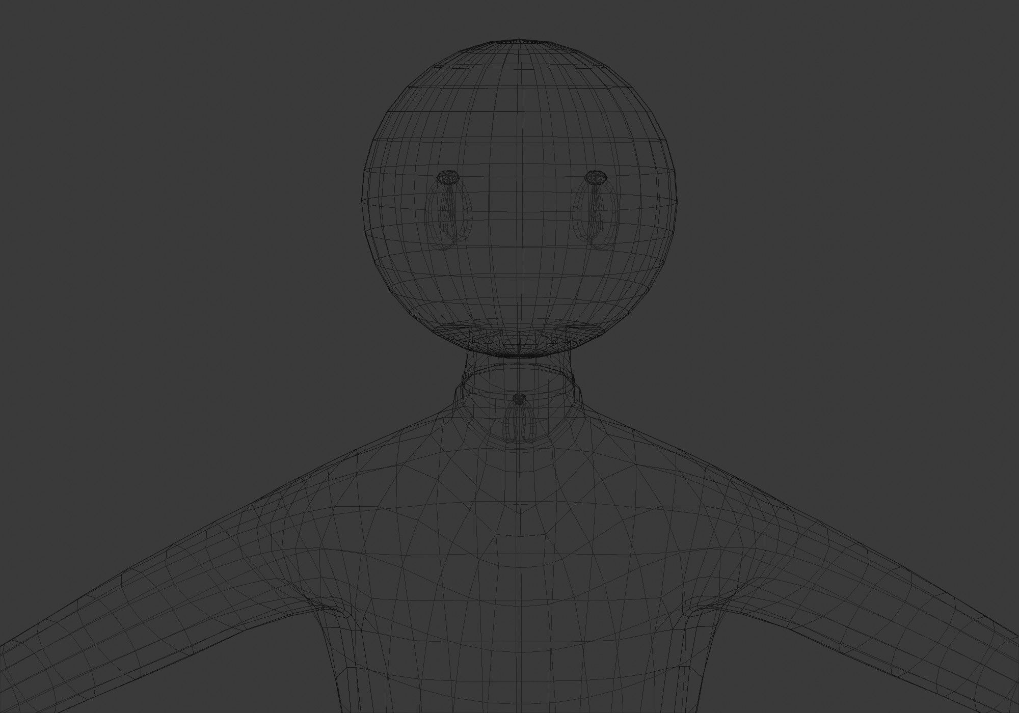 long scary man in black and white Low-poly 3D model_14