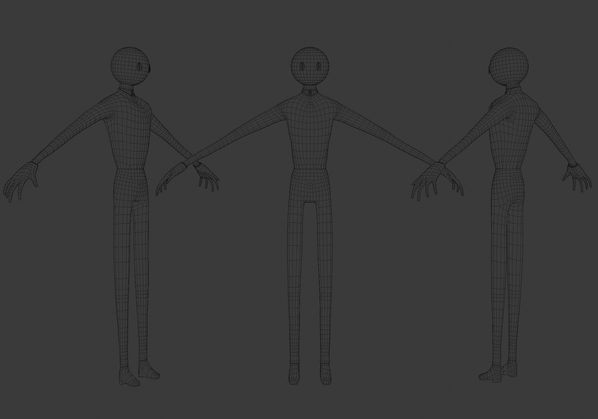 long scary man in black and white Low-poly 3D model_10