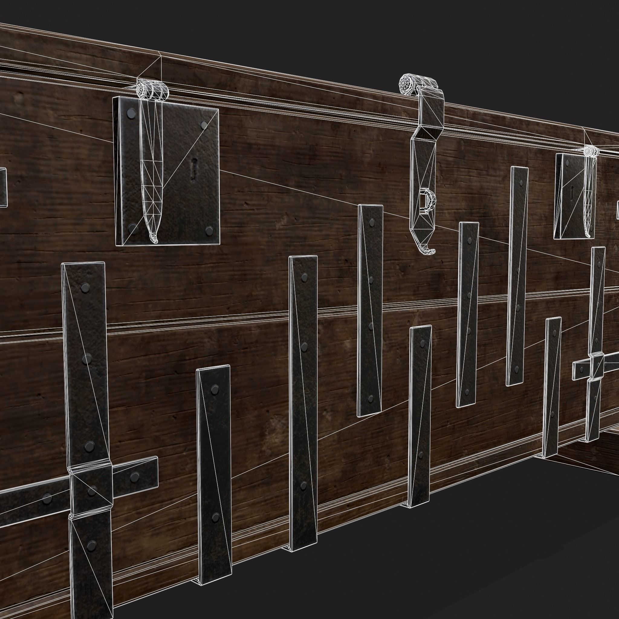 Iron Bound Chest Low-poly 3D model_8