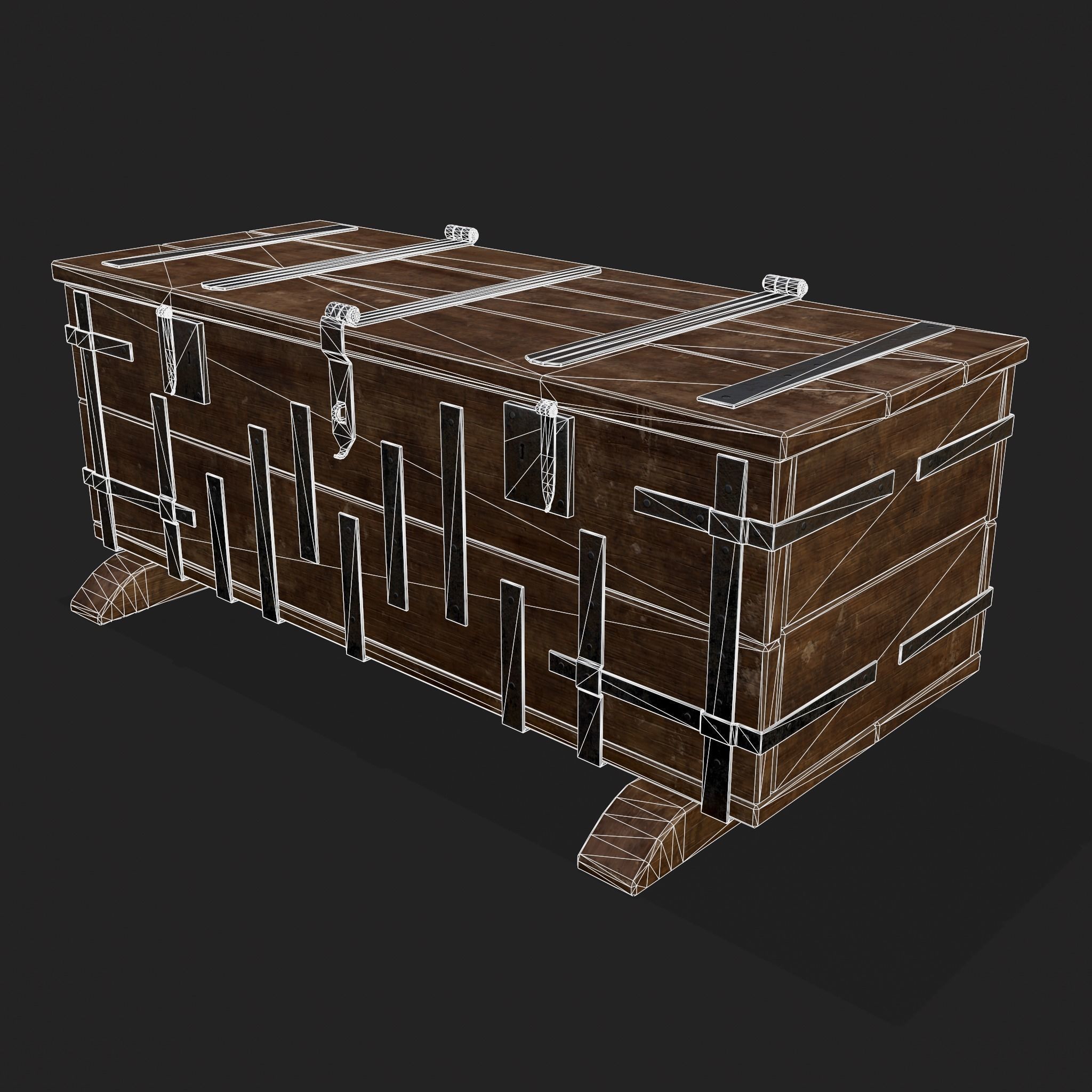 Iron Bound Chest Low-poly 3D model_4