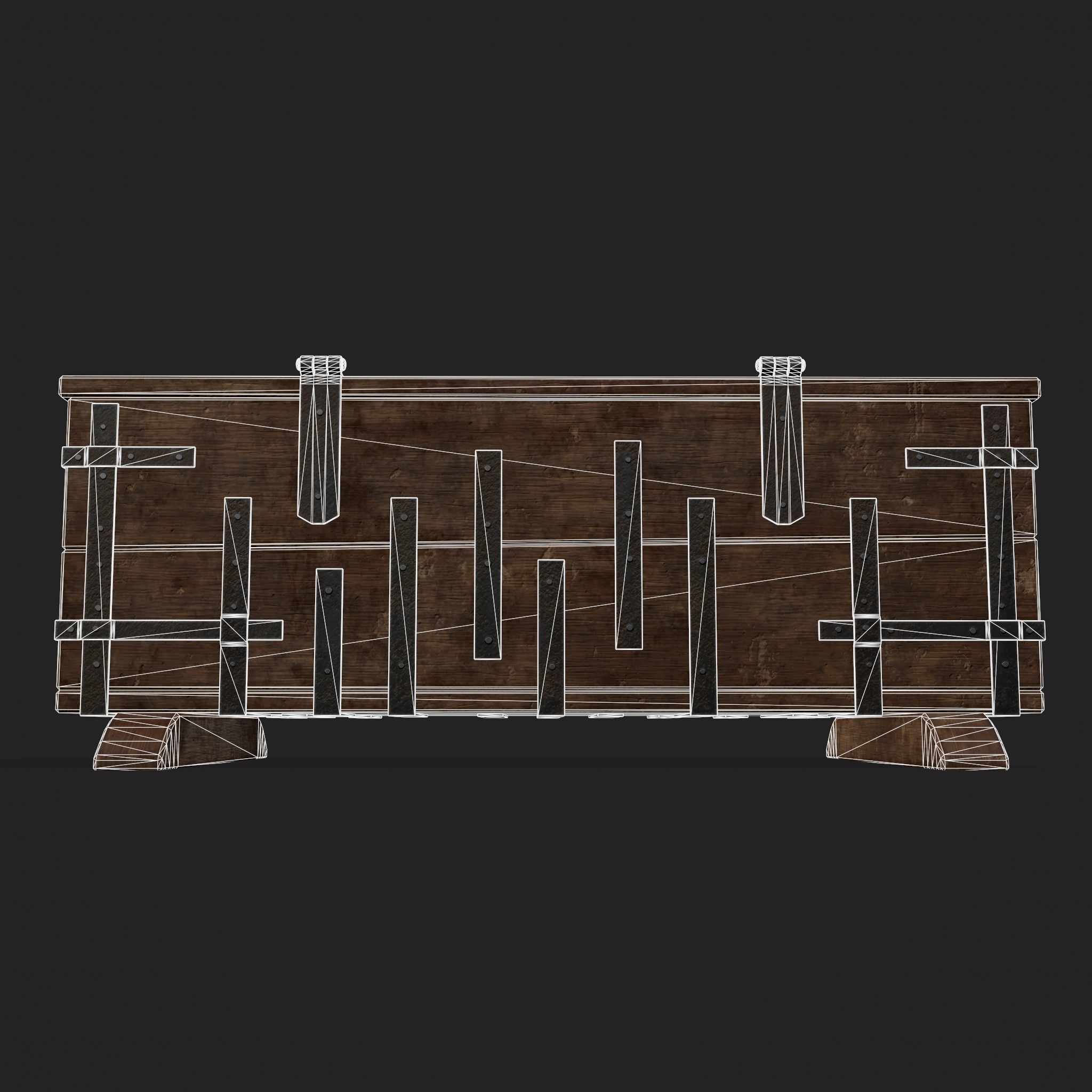 Iron Bound Chest Low-poly 3D model_6
