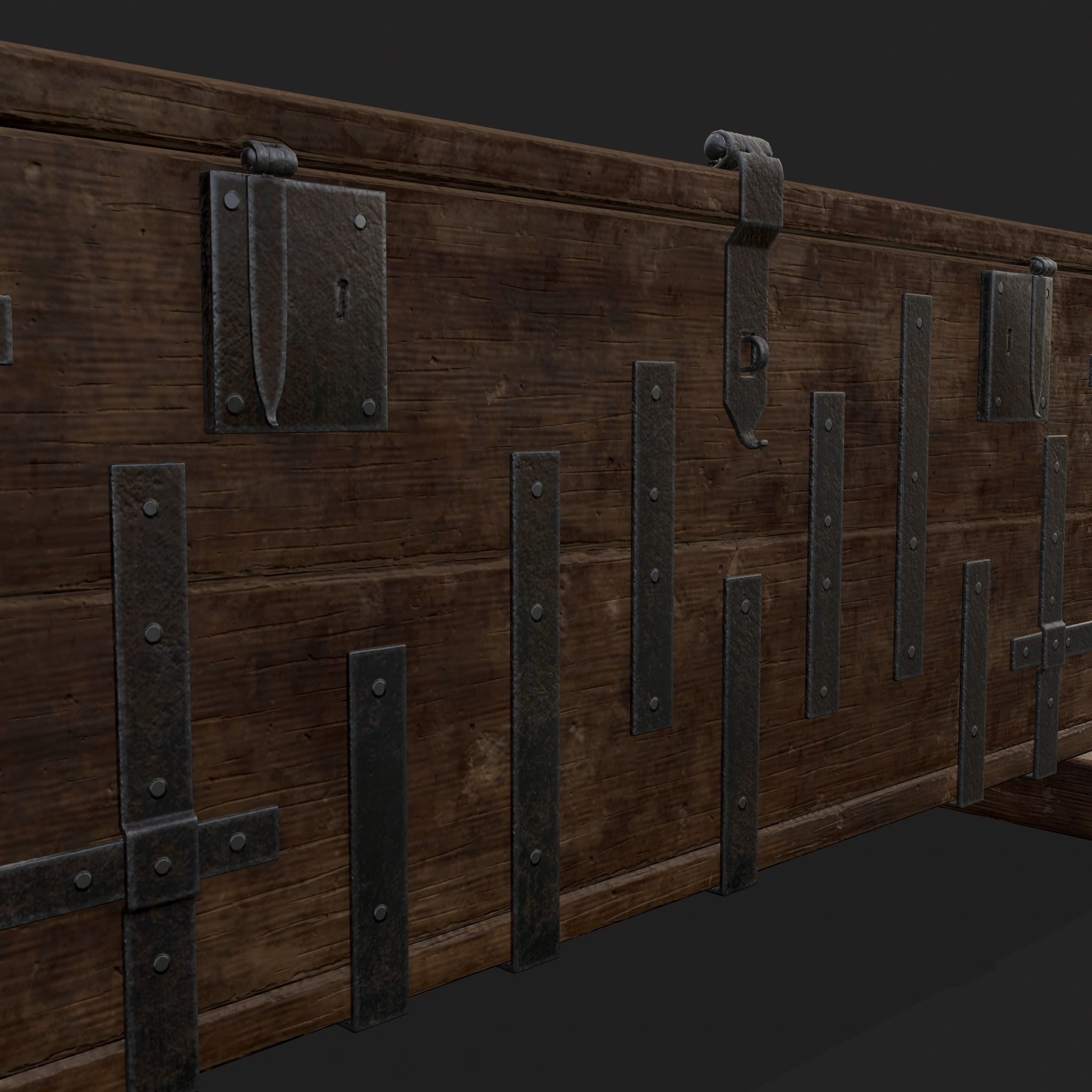 Iron Bound Chest Low-poly 3D model_7