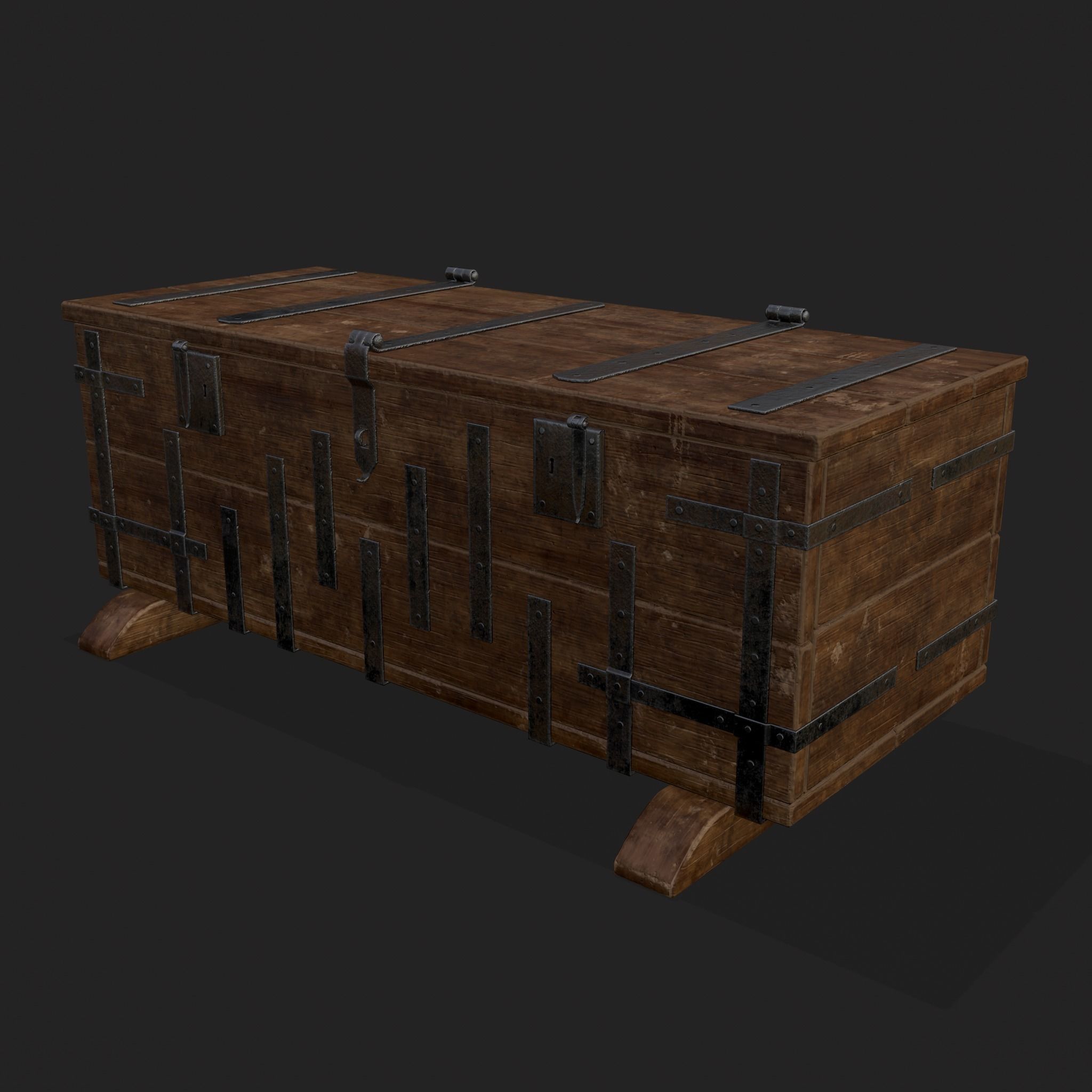 Iron Bound Chest Low-poly 3D model_19